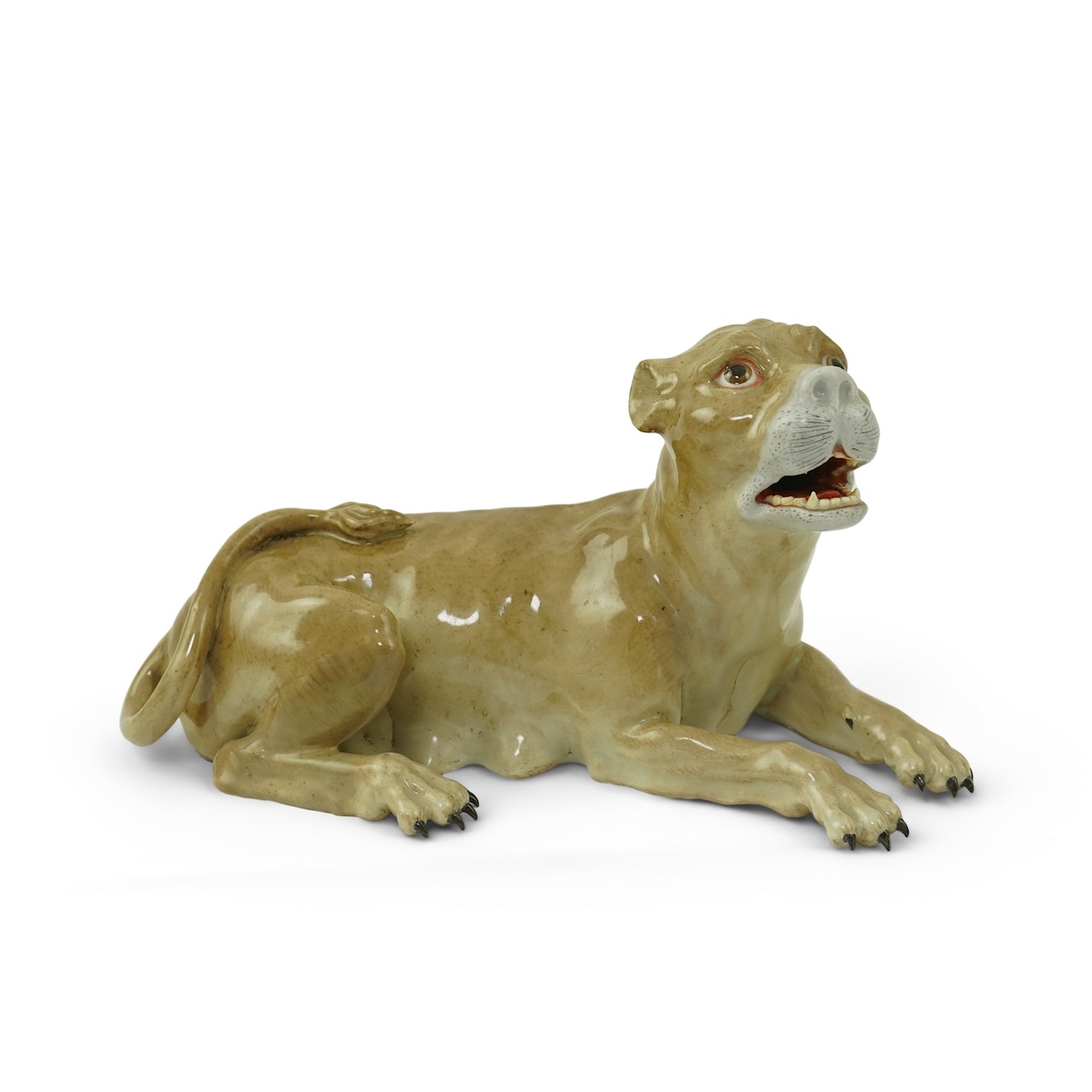A Meissen model of a recumbent lioness, after J. J. Kandler, 19th century